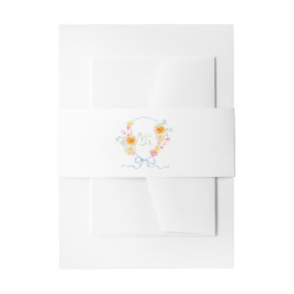 Blaue Blumen-Monogramm-Hochzeit im Frühling Einladungsbanderole