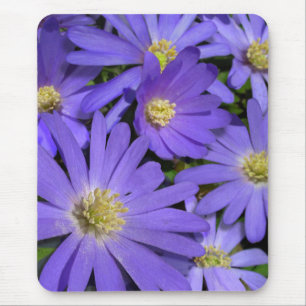 Blaue Blumen Mousepad Lila / Blauer Dekor Geschenk