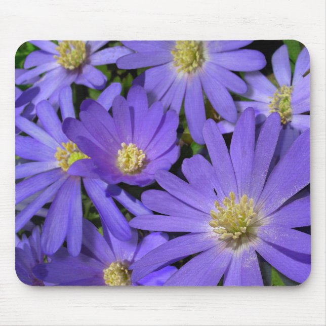 Blaue Blumen Mousepad Lila / Blauer Dekor Geschenk (Vorne)