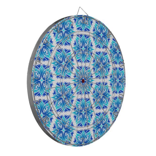 Blaue Blumen, Muster der Blume, Blumenmuster Dartscheibe (Vorderseite Links)
