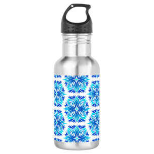 Blaue Blumen, Muster der Blume, Blumenmuster Edelstahlflasche