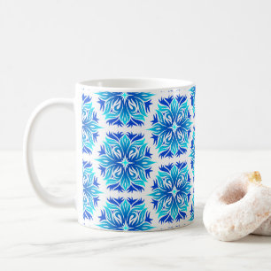 Blaue Blumen, Muster der Blume, Blumenmuster Kaffeetasse