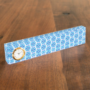 Blaue Blumen, Muster der Blume, Blumenmuster Namensplakette