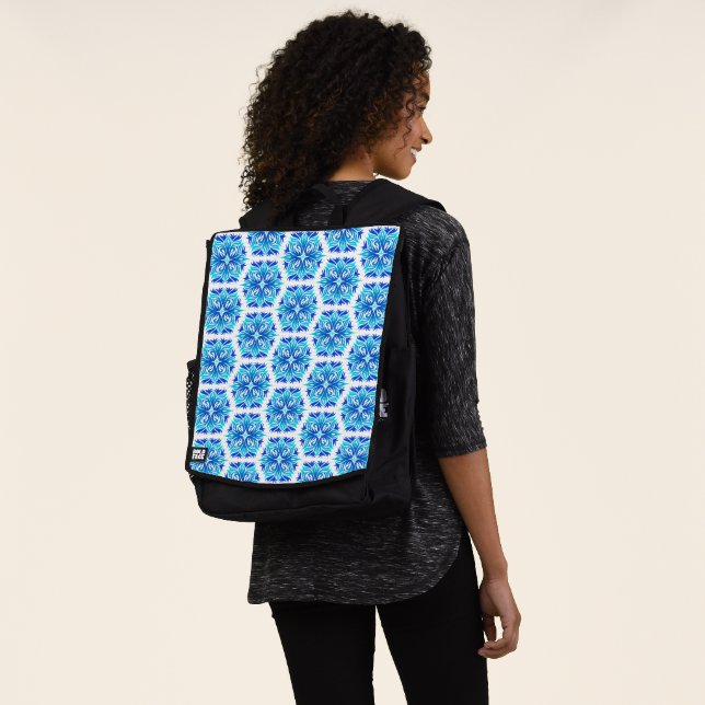 Blaue Blumen, Muster der Blume, Blumenmuster Rucksack (Ausgewaschen)