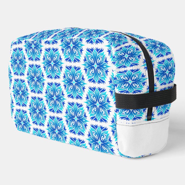 Blaue Blumen, Muster der Blume, Blumenmuster Waschbeutel (Linke Seite)