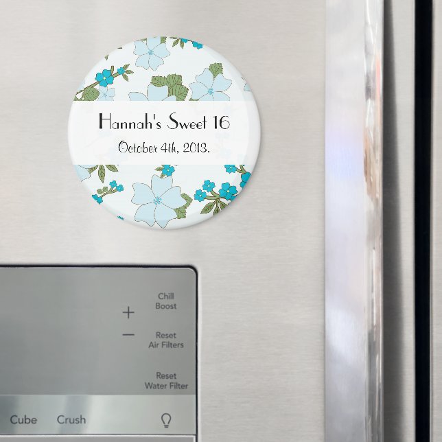 Blaue Blumen, Muster der Blume, süß 16 Magnet (In Situ (Kühlschrank))