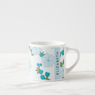 Blaue Blumen, Muster von Blume, Ihr Name Espressotasse