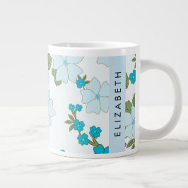 Blaue Blumen, Muster von Blume, Ihr Name Jumbo-Tasse