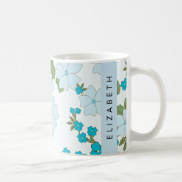 Blaue Blumen, Muster von Blume, Ihr Name Kaffeetasse