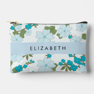 Blaue Blumen, Muster von Blume, Ihr Name Zubehörtasche