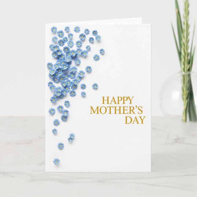 Blaue Blumen Muttertags-Grußkarte Karte (Vorderseite)