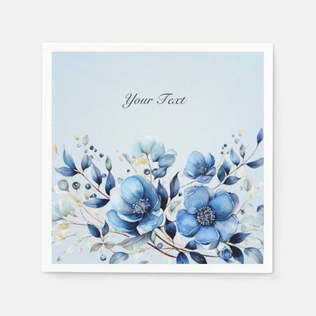 Blaue Blumen Napkins Serviette (Vorderseite)