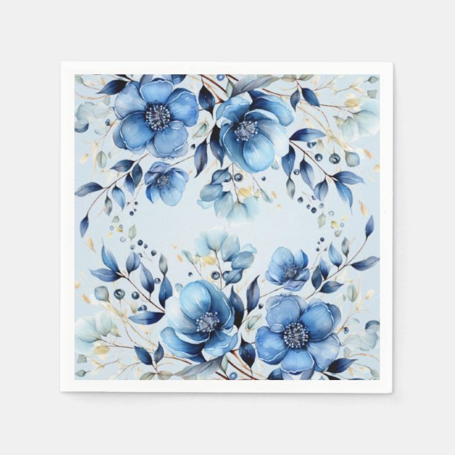 Blaue Blumen Napkins Serviette (Vorderseite)