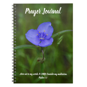 Blaue Blumen-Natur-Bibel-Vers-Gebetsjournal Notizblock