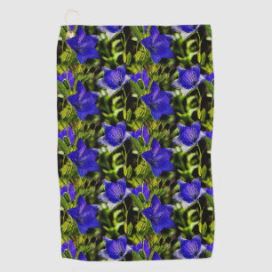 Blaue Blumen Naturmuster Golfhandtuch