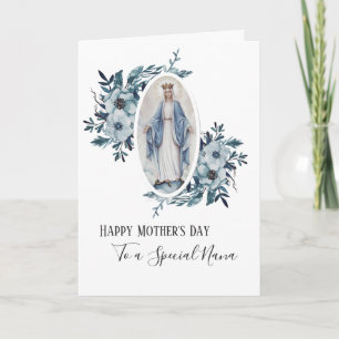 Blaue Blumen   Oma Nana   Religiöse Mutter Maria Karte