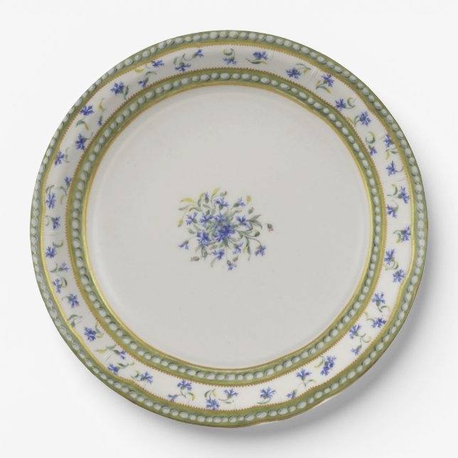 Blaue Blumen Pappteller (Vorderseite)