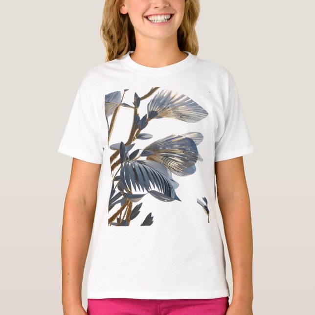 Blaue Blumen-Pflanze T-Shirt (Vorderseite)