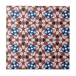 Blaue Blumen Pink und Braun Fliese