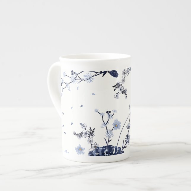 Blaue Blumen Prozellantasse (Vorderseite Links)
