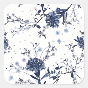 Blaue Blumen Quadratischer Aufkleber