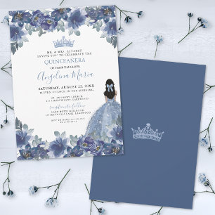 Blaue Blumen-Quinceanera-Einladung Einladung