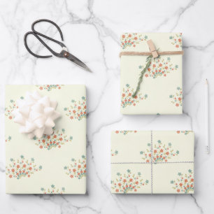 Blaue Blumen, rote Blume, Muster von Blume Geschenkpapier Set