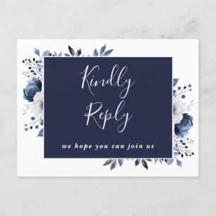 Blaue Blumen-RSVP-Postkarte für Songwünsche Einladungspostkarte