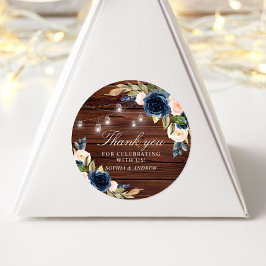 Blaue Blumen Rustikale Hochzeit Runder Aufkleber