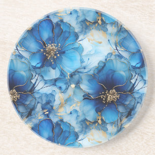 blaue Blumen-Sandstein-Unterlage Getränkeuntersetzer