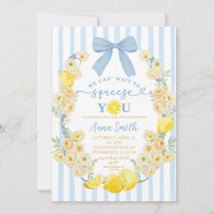Blaue Blumen-Schleife-Limonen-Baby-Party-Einladung Einladung