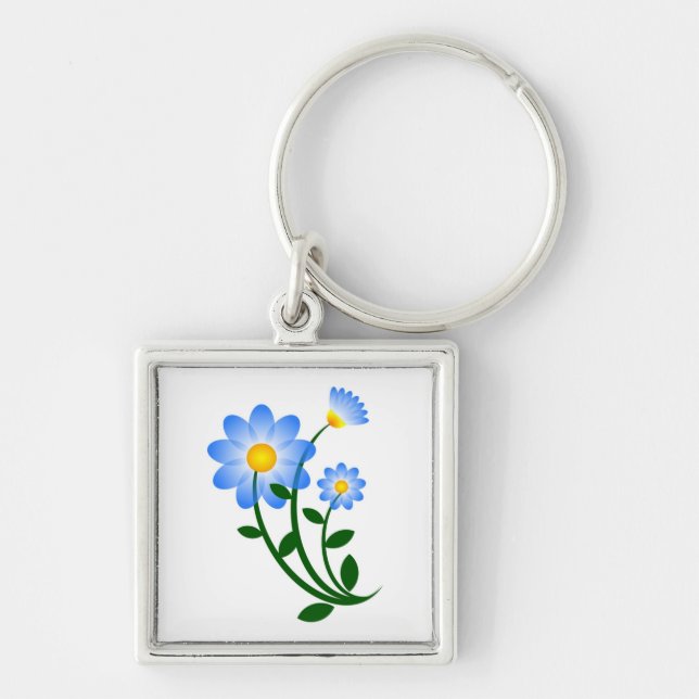 BLAUE BLUMEN SCHLÜSSELANHÄNGER (Vorne)