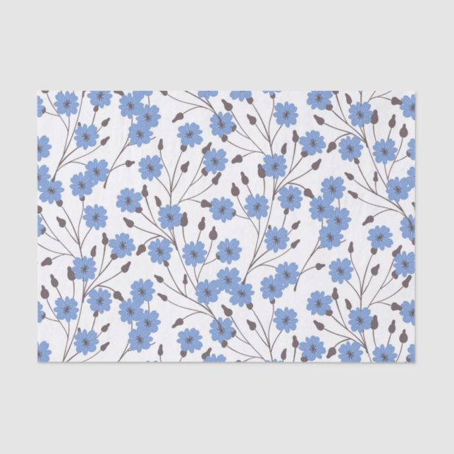 Blaue Blumen Seidenpapier (Vorderseite)