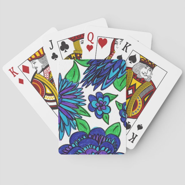 Blaue Blumen Spielkarten (Rückseite)