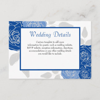 Blaue Blumen Stilvolle Rose Chic Einfache Hochzeit Begleitkarte