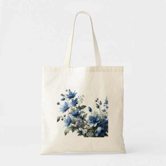 Blaue Blumen Tasche (Vorne)