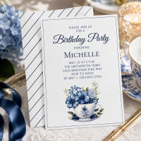 Blaue Blumen-Teetasse Elegante Damen-Geburtstagsfe