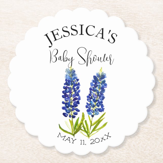 Blaue Blumen Texas Baby Shower Mädchen Untersetzer (Vorderseite)