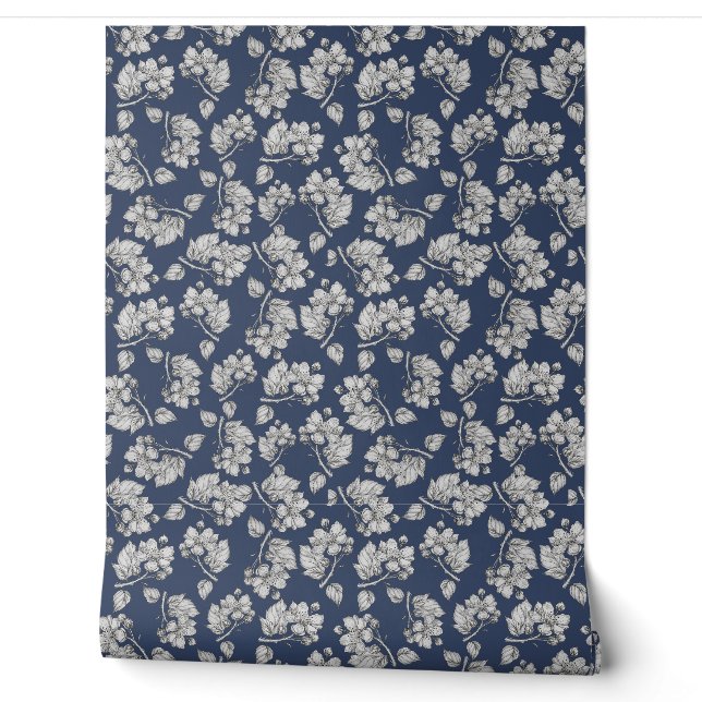 Blaue Blumen-Textur Tapete (Abrollen)
