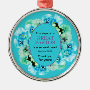 Blaue Blumen THANK YOU Pastor-Ehrung Ornament Aus Metall