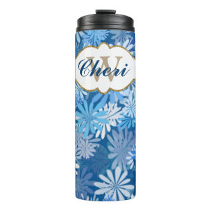 Blaue Blumen Thermosbecher