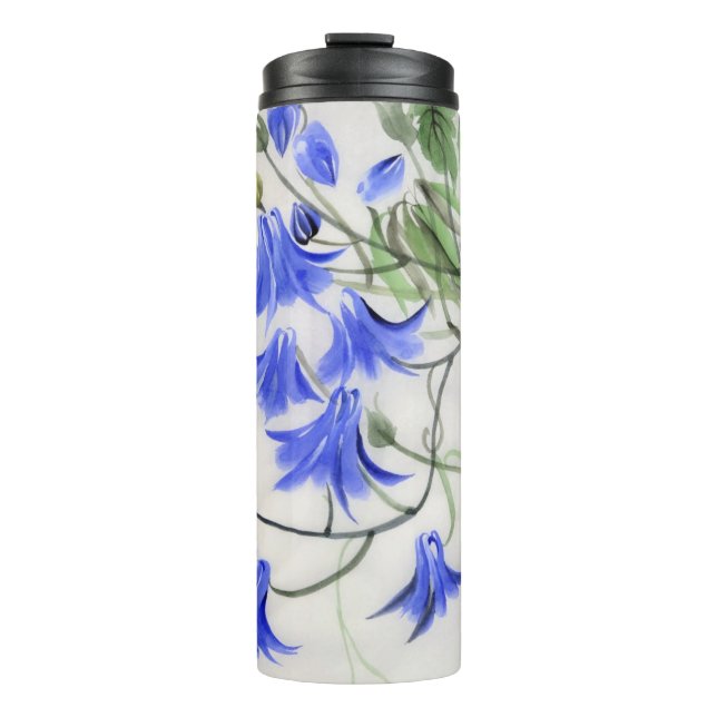 Blaue Blumen Thermosbecher (Vorderseite)