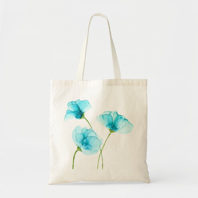 Blaue Blumen Tote Tasche (Vorne)