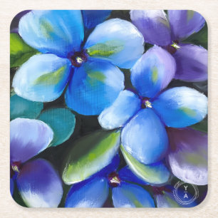 Blaue Blumen Trink Papier Untersetzer