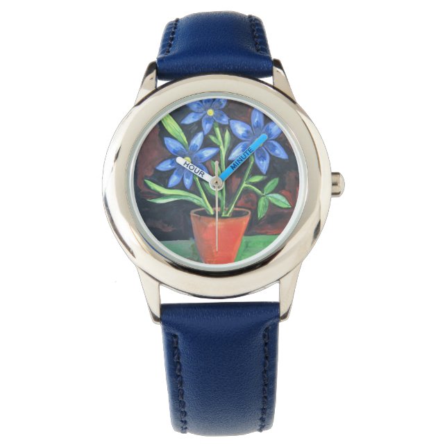 Blaue Blumen Uhr (Vorderseite)