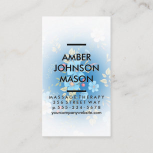 Blaue Blumen und Blätter Dekoratives Muster Visitenkarte