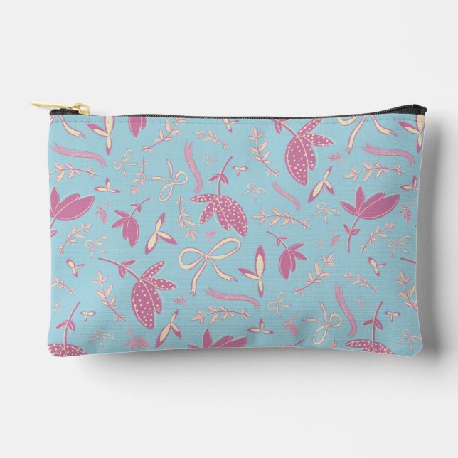 Blaue Blumen und Bögen Zubehörtasche (Vorderseite)