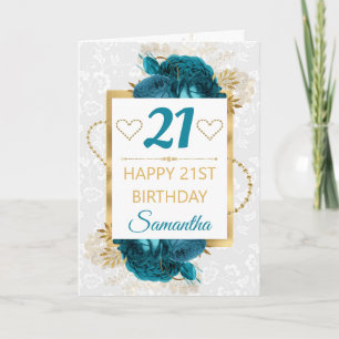 Blaue Blumen und Goldfolie Geburtstag Karte