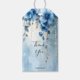 Blaue Blumen und Perlen Geschenkanhänger