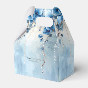 Blaue Blumen und Perlen Geschenkbox Geschenkschachtel